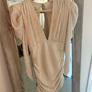 Sabina Musayev Shimmery Pleated Dress